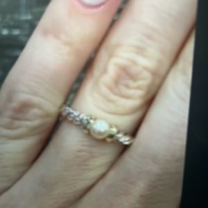 Vintage David Yurman  Sterling Silver 14K gold 4 mm Pearl ring (size 7)
